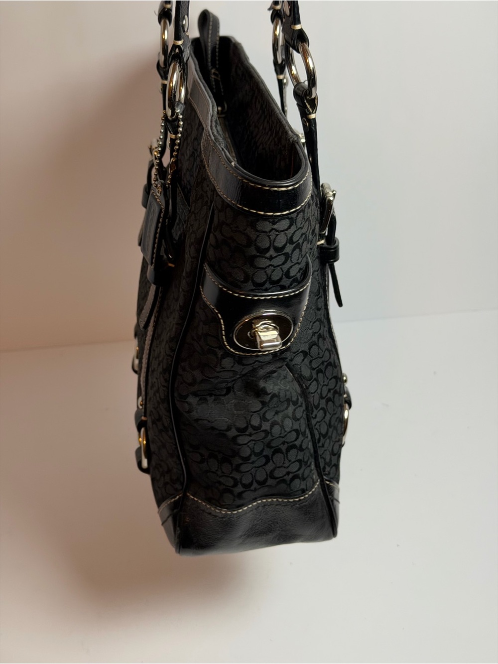 Coach Signature Gallery Black Jacquard Micro C Monogram Tote - Picture 6 of 13